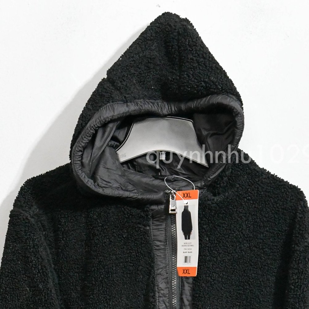 1 Madison Ladies' Fuzzy Jacketn in black - Picture 3 of 7